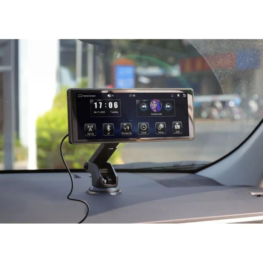 CarPlay & Android Auto -näyttö Technaxx TX-367, 10”, langaton, kojelautakameralla