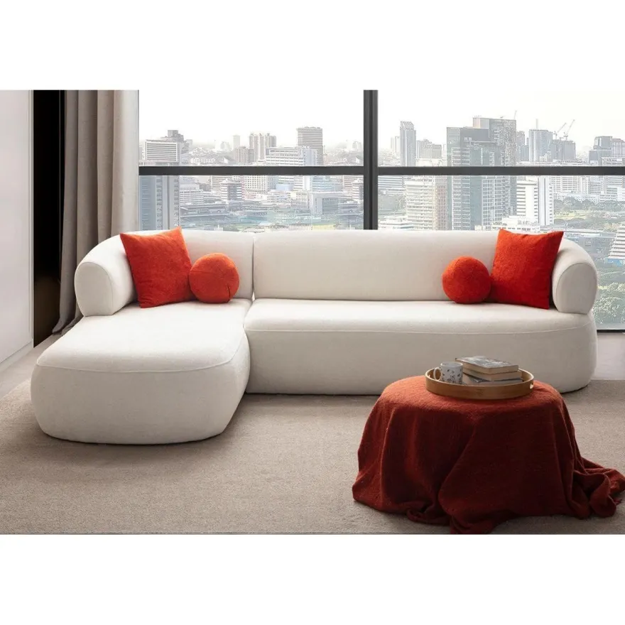Divaanisohva Linento Furniture Roma, 3-istuttava, vasen, valkoinen