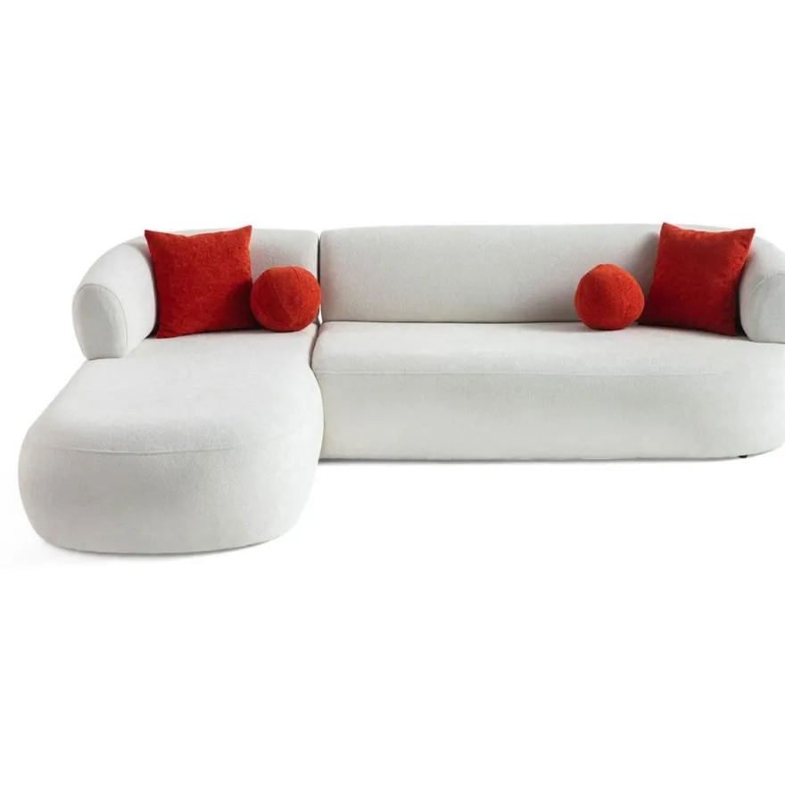 Divaanisohva Linento Furniture Roma, 3-istuttava, vasen, valkoinen