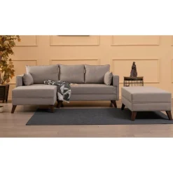 Divaanivuodesohva rahilla Linento Furniture Bella, 3-istuttava, vasen