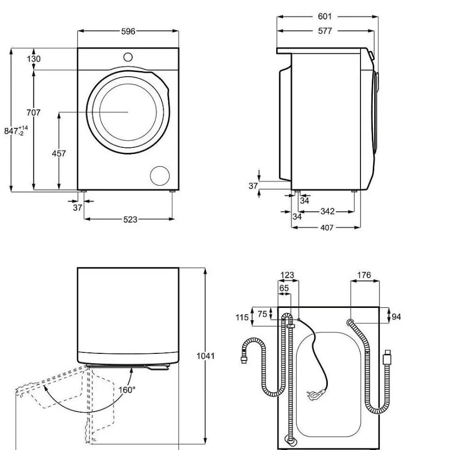 Edestä täytettävä pyykinpesukone AEG LR722G86A, 60cm, 8kg, 1600rpm, valkoinen