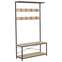 Eteisen hylly Home4You Hedvig 100x36x180cm, saarni/musta