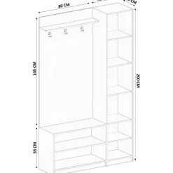 Eteisen säilytyskokonaisuus Linento Furniture Rb-054, mattavalkoinen