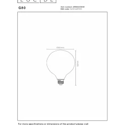 Filamenttilamppu Lucide G80, Ø8cm, IP20, 8W