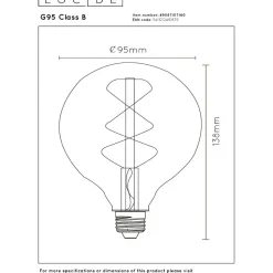 Filamenttilamppu Lucide G95, Ø9.5cm, IP20, 7W