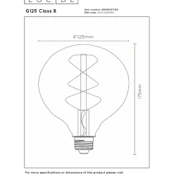 Filamenttilamppu Lucide G125, Ø12.5cm, IP20, 7W