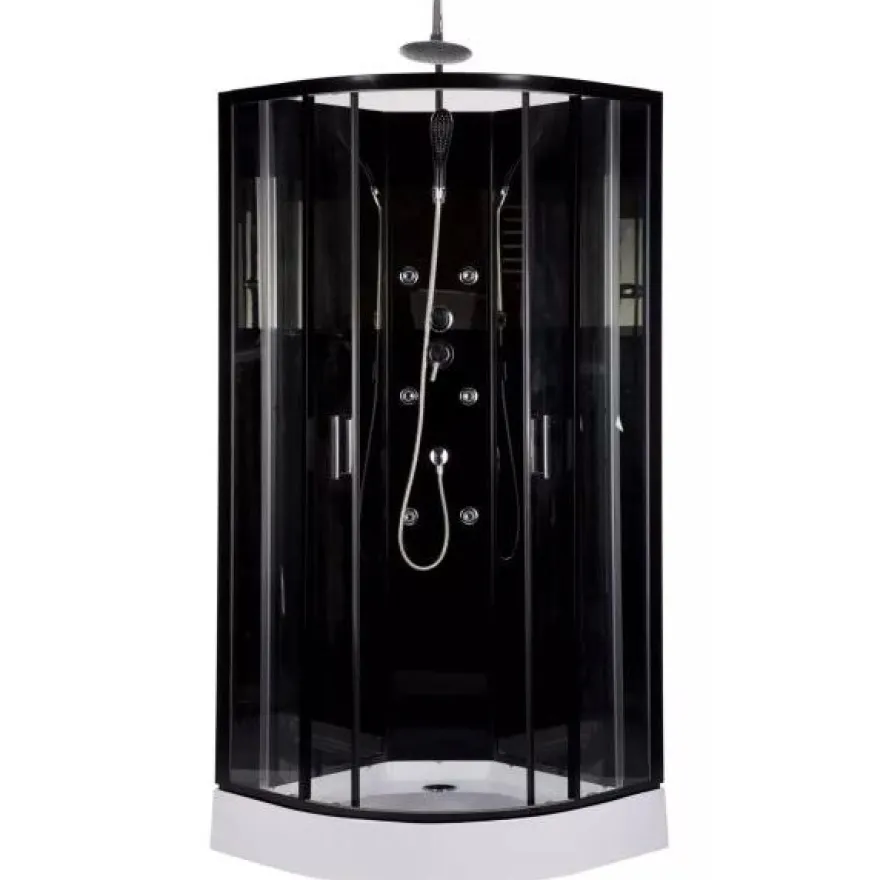 Hierova suihkukaappi Harma Black Onyx, 85 x 85 x 220 cm, kirkas lasi, avoin yläosa