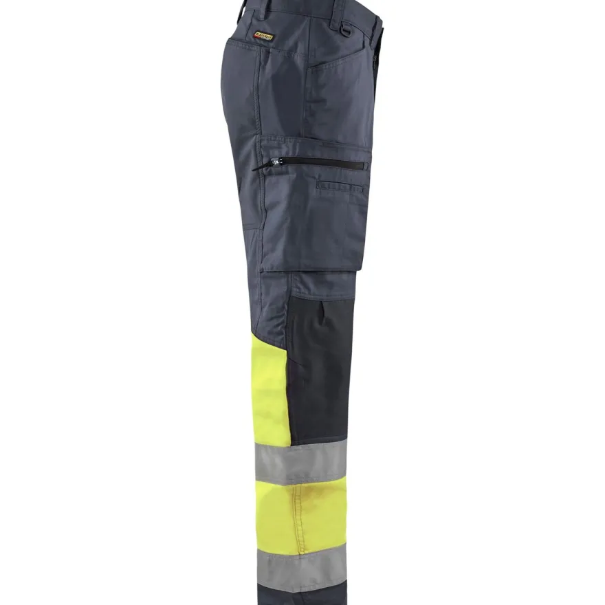Huomiohousut Blåkläder 1551 Highvis Stretch, harmaa/huomiokeltainen