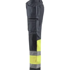 Huomiohousut Blåkläder 1551 Highvis Stretch, harmaa/huomiokeltainen