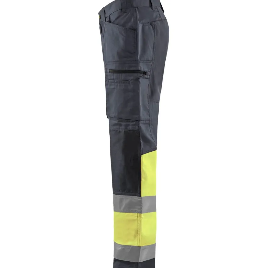 Huomiohousut Blåkläder 1551 Highvis Stretch, harmaa/huomiokeltainen