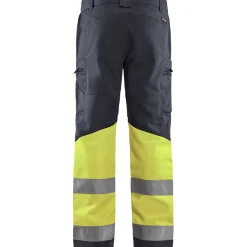 Huomiohousut Blåkläder 1551 Highvis Stretch, harmaa/huomiokeltainen