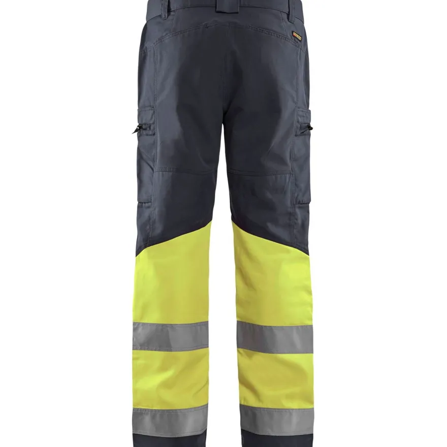 Huomiohousut Blåkläder 1551 Highvis Stretch, harmaa/huomiokeltainen
