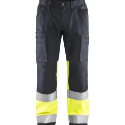 Huomiohousut Blåkläder 1551 Highvis Stretch, harmaa/huomiokeltainen