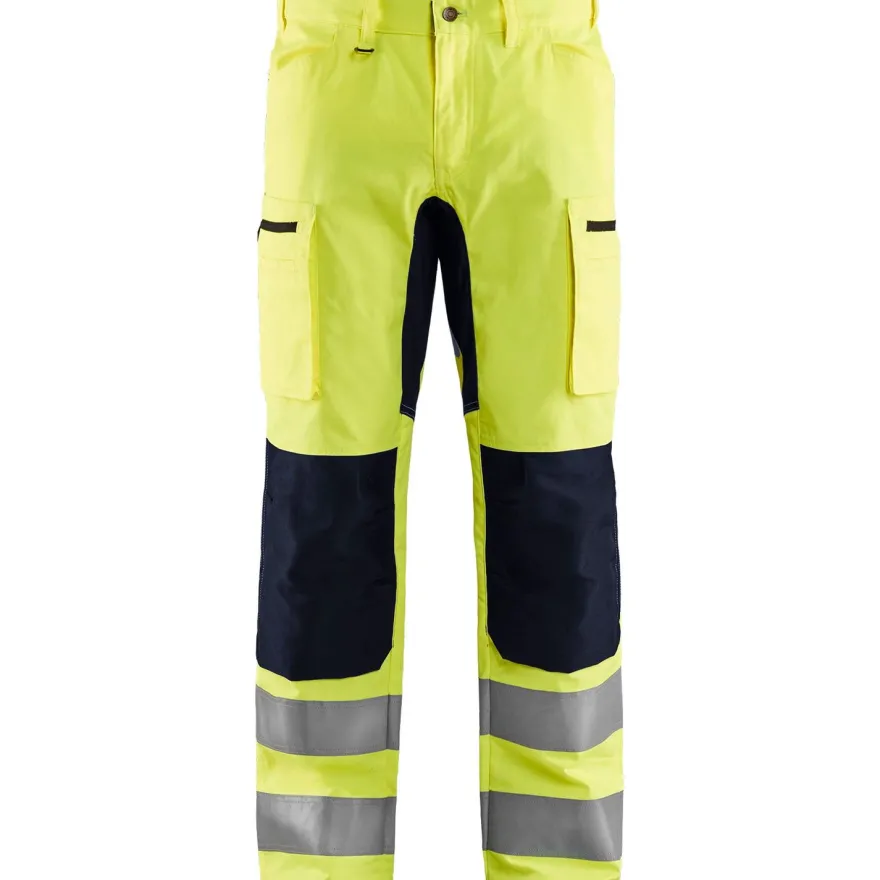 Huomiohousut Blåkläder 1585 Highvis Stretch, huomiokeltainen/musta