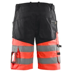 Huomioshortsit Blåkläder 1541 Highvis Stretch, musta/huomiopunainen