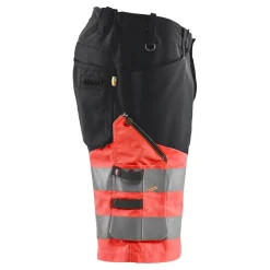Huomioshortsit Blåkläder 1541 Highvis Stretch, musta/huomiopunainen