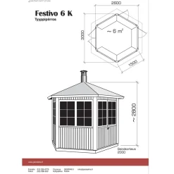 Huvimaja Jalotakka Festivo 6-kulmainen (6m²)