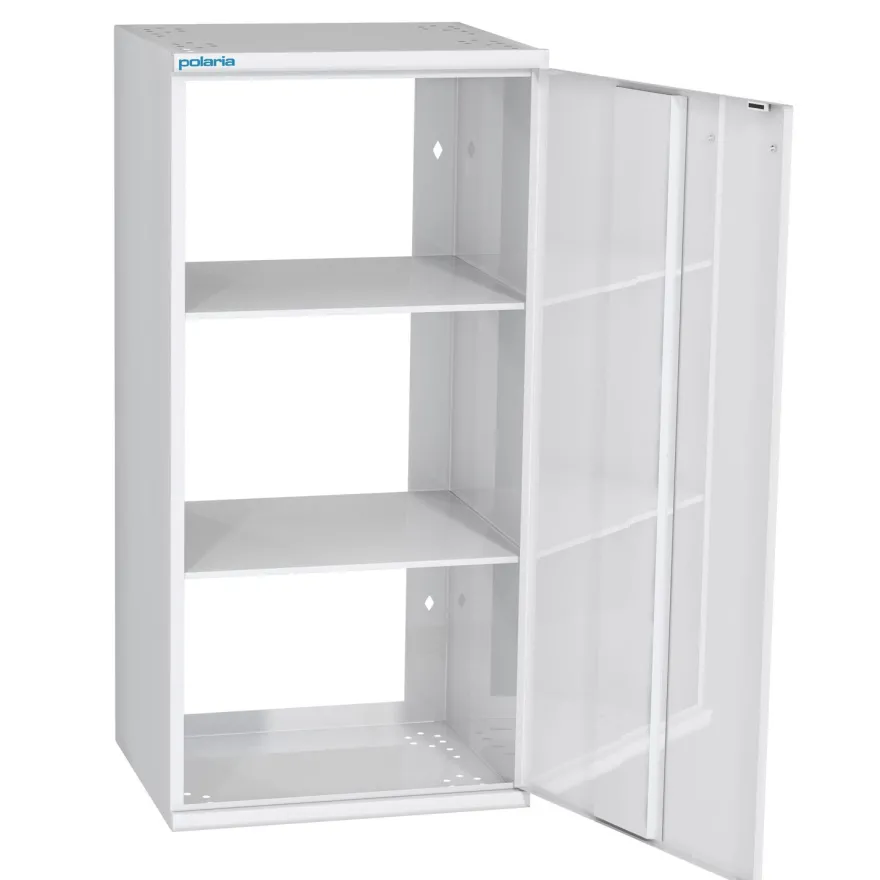 Hyllykaappi Polaria 500x850x350 mm, alakaappi oikeakätinen, 2 hyllyä, valkoinen