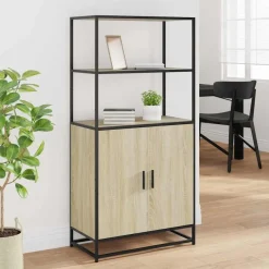 Hyllykkö/Kaappi 68x35x139 cm, suunniteltu puu ja metalli, eri värejä (42146)