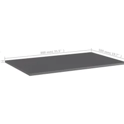 Hyllylevyt 4 kpl korkeakiilto harmaa 80x50x1,5 cm