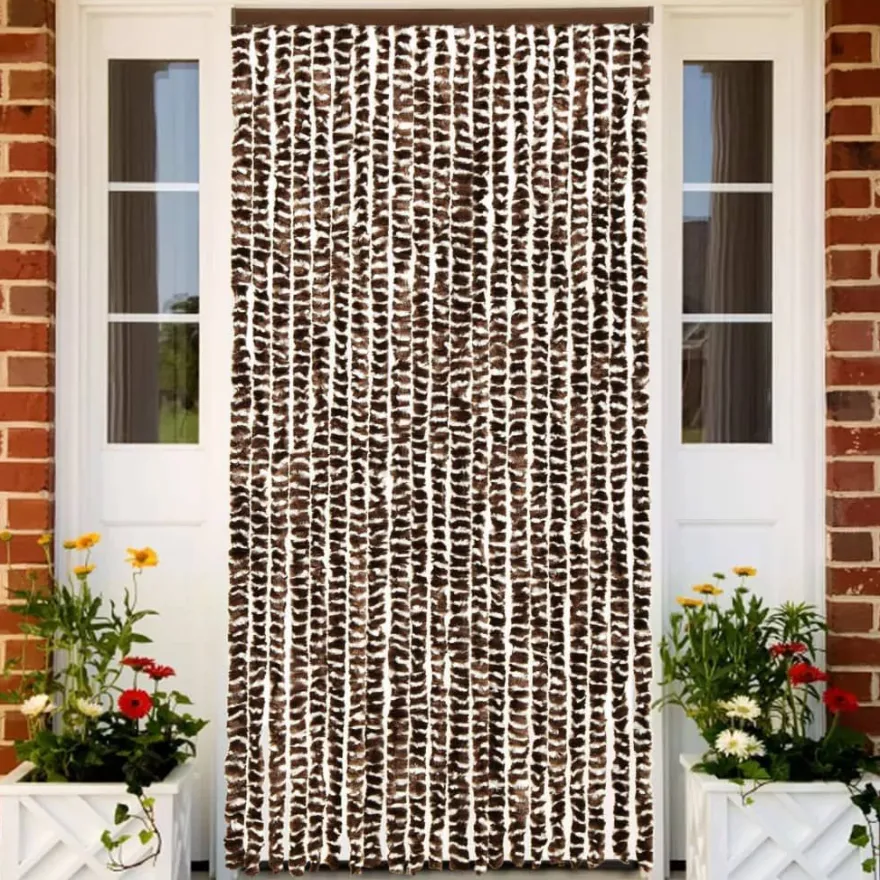 Hyönteisverho ruskea ja valkoinen 56x185 cm chenille
