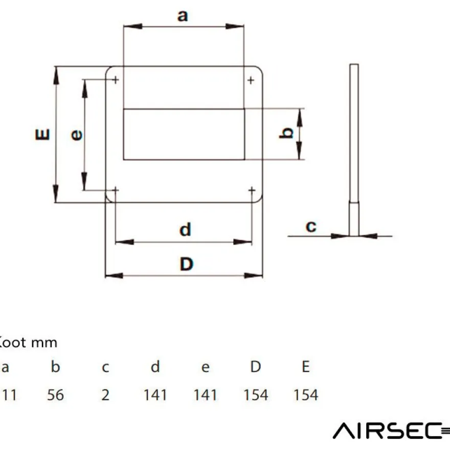 IV-kanavan läpivientilevy Airsec 55x110 mm, muovi