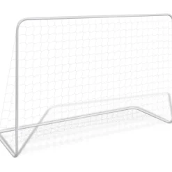 Jalkapallomaali verkolla, teräs, 182x61x122cm, valkoinen