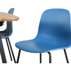 Jatkettava ruokailuryhmä Venture Home, 160/200x85cm pähkinänruskea Inca-pöytä + 4 sinistä Arctic-tuolia