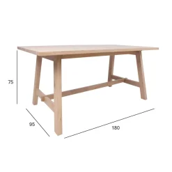 Jatkettava ruokapöytä Home4You Bergen 180x95cm vaalea tammi
