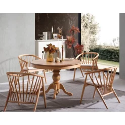 Jatkettava ruokapöytä Linento Furniture Eva, Ø118cm, ruskea