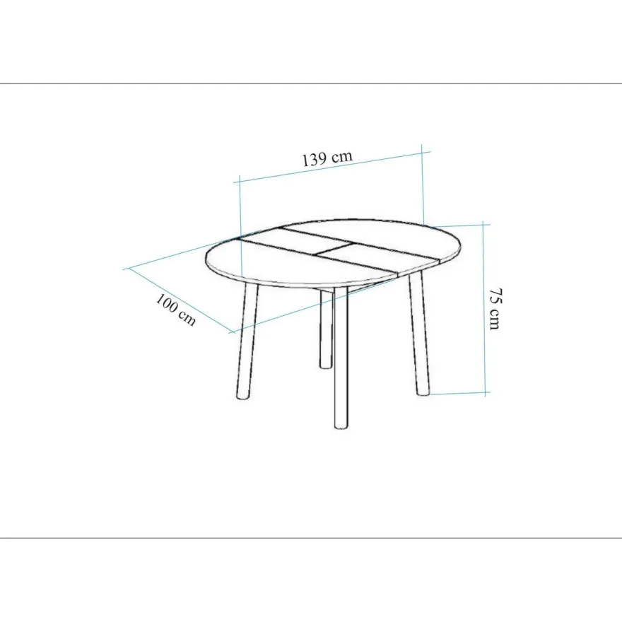 Jatkettava ruokapöytä Linento Furniture Oliver, eri värejä