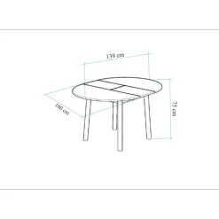 Jatkettava ruokapöytä Linento Furniture Oliver, eri värejä