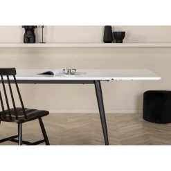 Jatkettava ruokapöytä Venture Home Jimmy, 150x90cm, valkoinen/musta