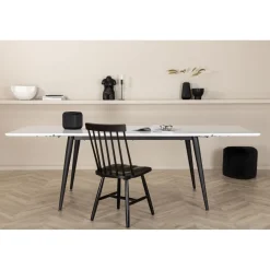 Jatkettava ruokapöytä Venture Home Jimmy, 150x90cm, valkoinen/musta