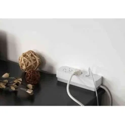 Jatkojohto Gelia 2+1+1 Kombi, 2m, 2-osainen + 1xUSB-A + 1xUSB-C, valkoinen/harmaa