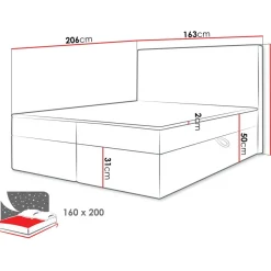 Jenkkisänkypaketti Nomla WOKIO, sijauspatjalla ja sängynpäädyllä, eri kokoja ja värejä