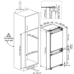 Jääkaappipakastin Beko BCNA275E4FN, 54cm, 185/69 l, integroitava, valkoinen