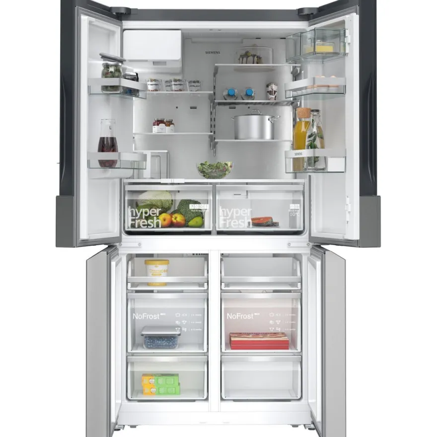 Jääkaappipakastin French Door Siemens iQ500 KF96IAPEA 90.5, 375/199 l, vesiautomaatti, jääpalakone, teräs