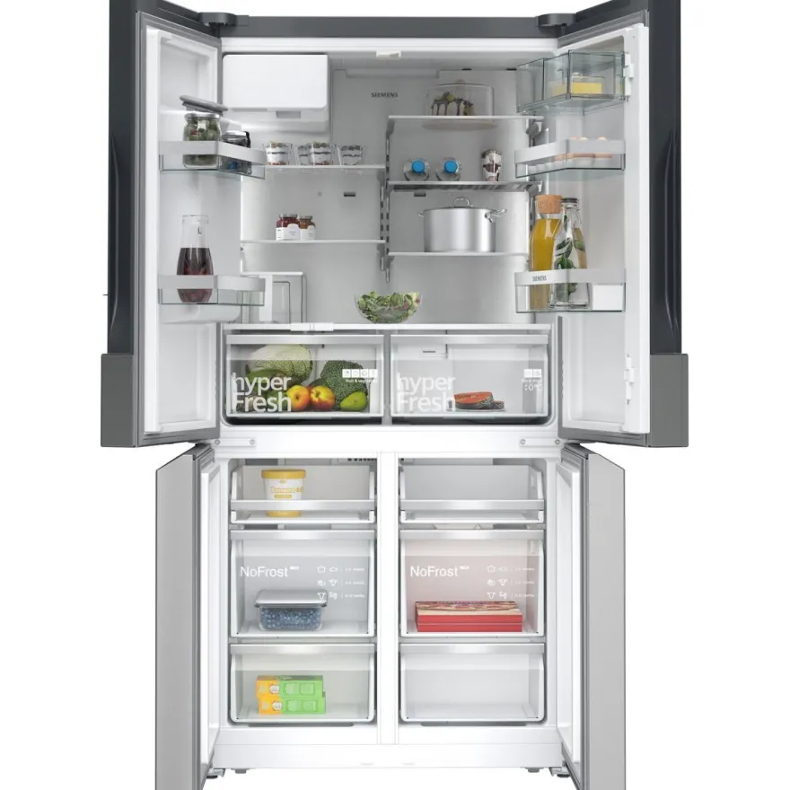 Jääkaappipakastin French Door Siemens iQ500 KF96IAPEA 90.5, 375/199 l, vesiautomaatti, jääpalakone, teräs