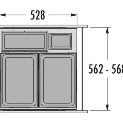 Jätevaunu Savo EURO CARGO, 60cm, 2x38+1x12+1x2.5 l