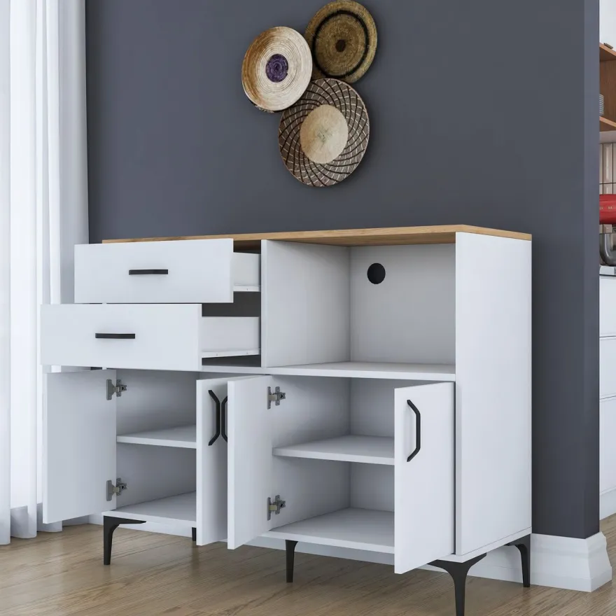 Kaappi Linento Furniture JE206-3898, 120x98.6cm, ruskea/valkoinen