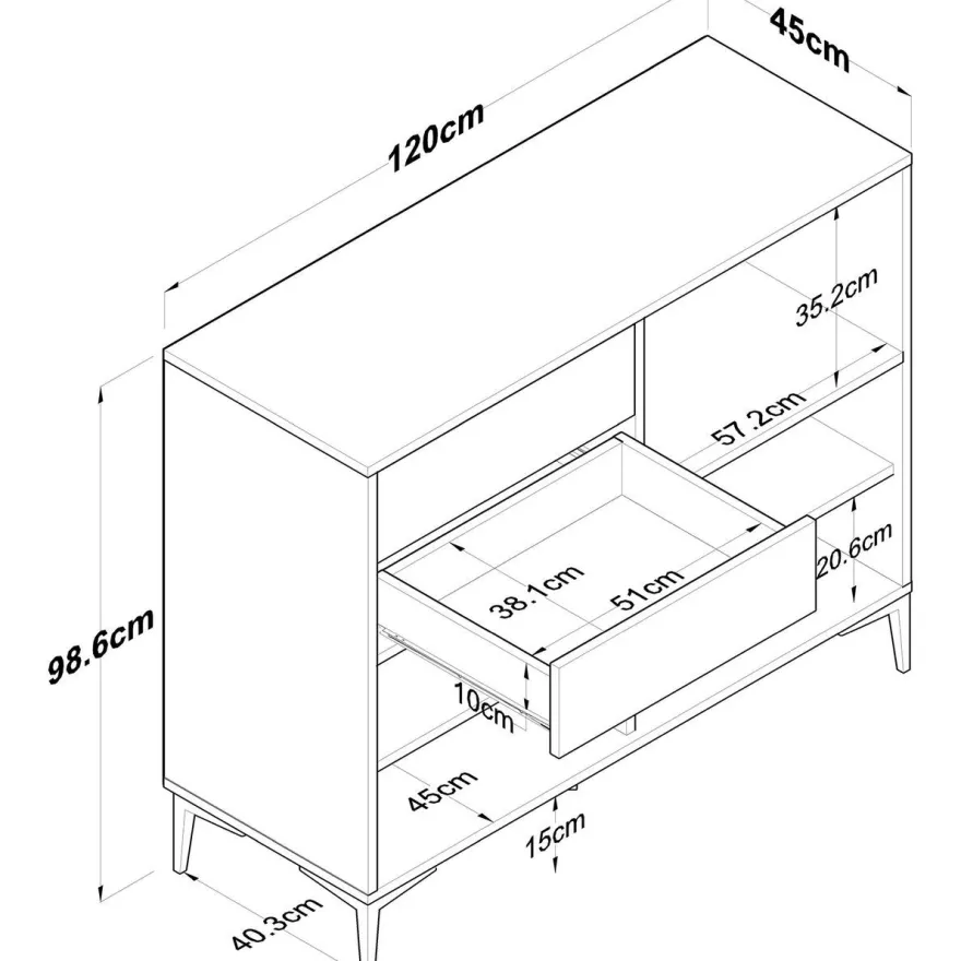 Kaappi Linento Furniture JE206-3898, 120x98.6cm, ruskea/valkoinen