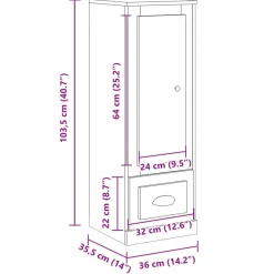 Kaappi tekninen puu, 36x35,5x103,5 cm, eri värejä (29141)