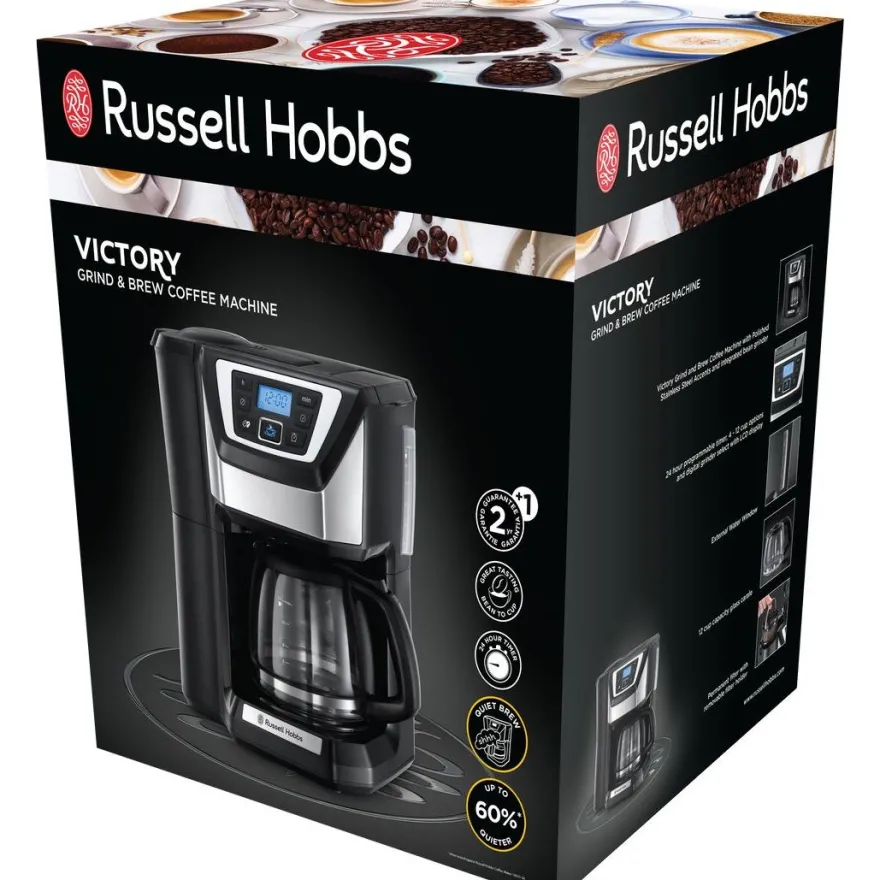 Kahvinkeitin Russell Hobbs kahvimyllyllä Chester Grind & Brew 22000-56, musta/teräs