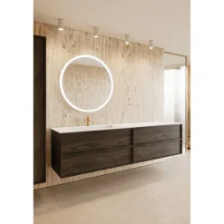 Kaksoisallaskaappi altaalla Hietakari Casa H06, 1980x457x500 mm, valkoinen Corian-allas, eri värejä