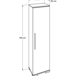Kapea kaappi Linento Furniture ADR-405-PP-1, 45x169cm, valkoinen