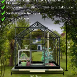 Kasvihuone Lykke, 5,0 m², muovi, musta