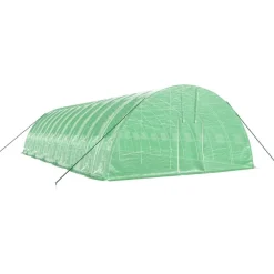 Kasvihuone teräsrungolla, valkoinen tai vihreä, eri kokoja (29942)