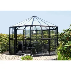 Kasvihuone Vitavia Hera 9000, 9m², lasi/polykarbonaatti, musta