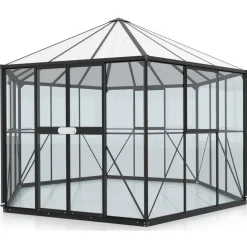 Kasvihuone Vitavia Hera 9000, 9m², lasi/polykarbonaatti, musta